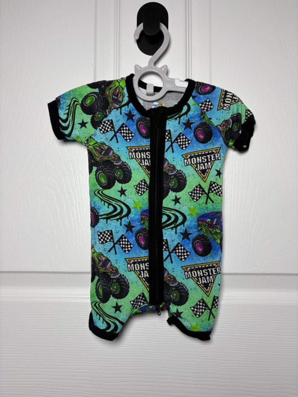Happy Zzz’s Monster Jam Bamboo Shortie Zippy 3-6M VGUC